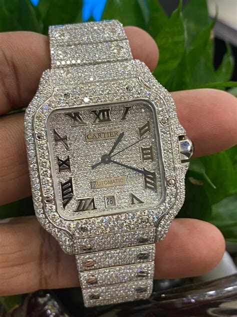 cartier watch men's diamond|cartier full diamond watch.